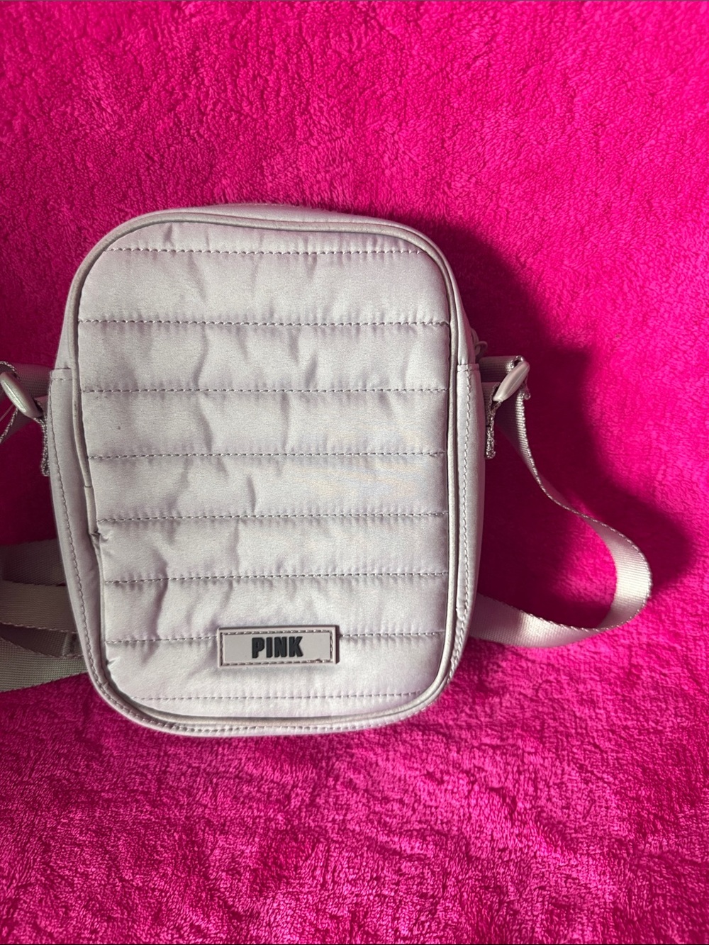 NWT PiNK Victoria's Secret Quilted Crossbody in Pale Pink